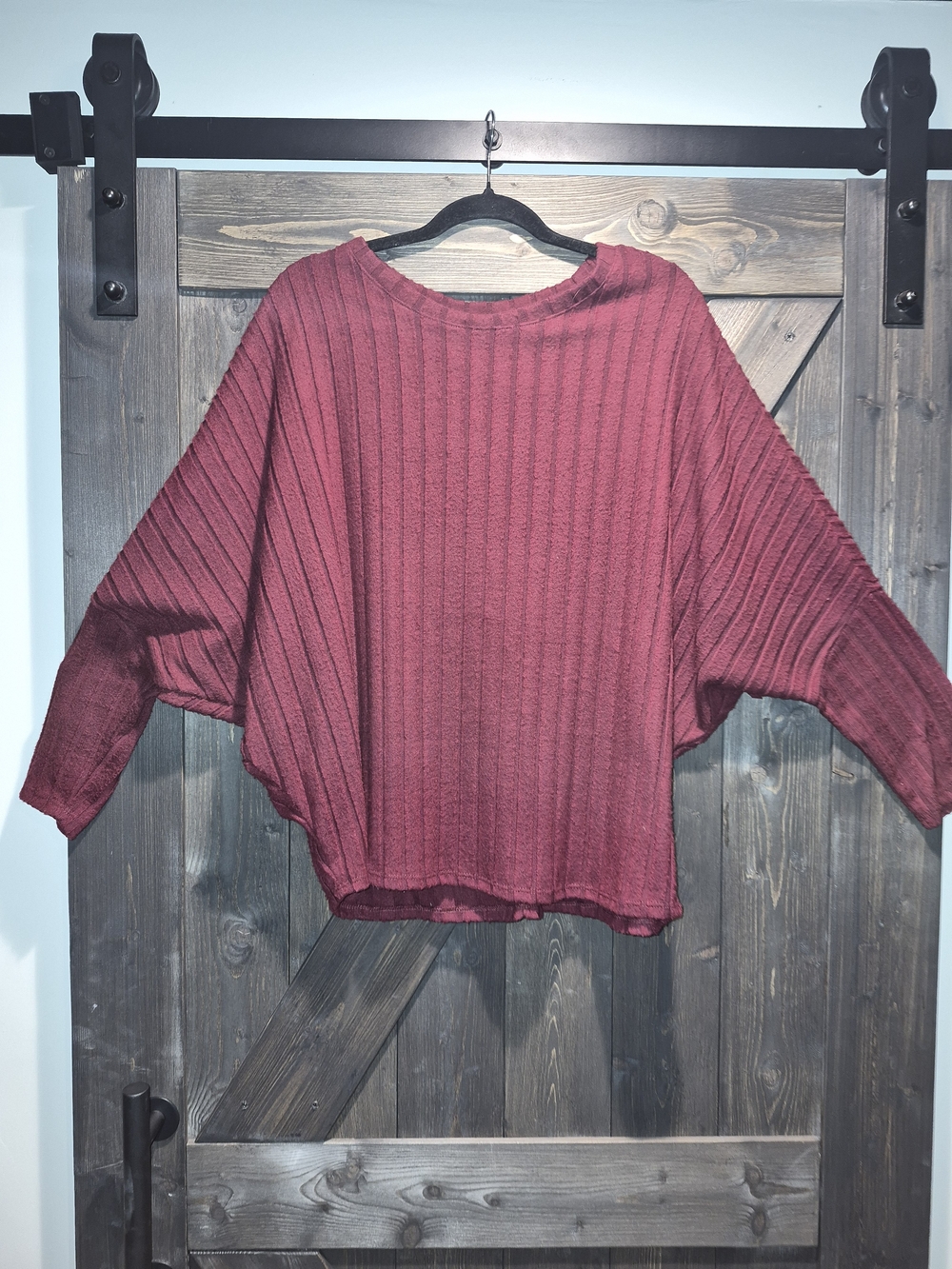 Maurices Ribbed Dolman Sweater - Burgundy